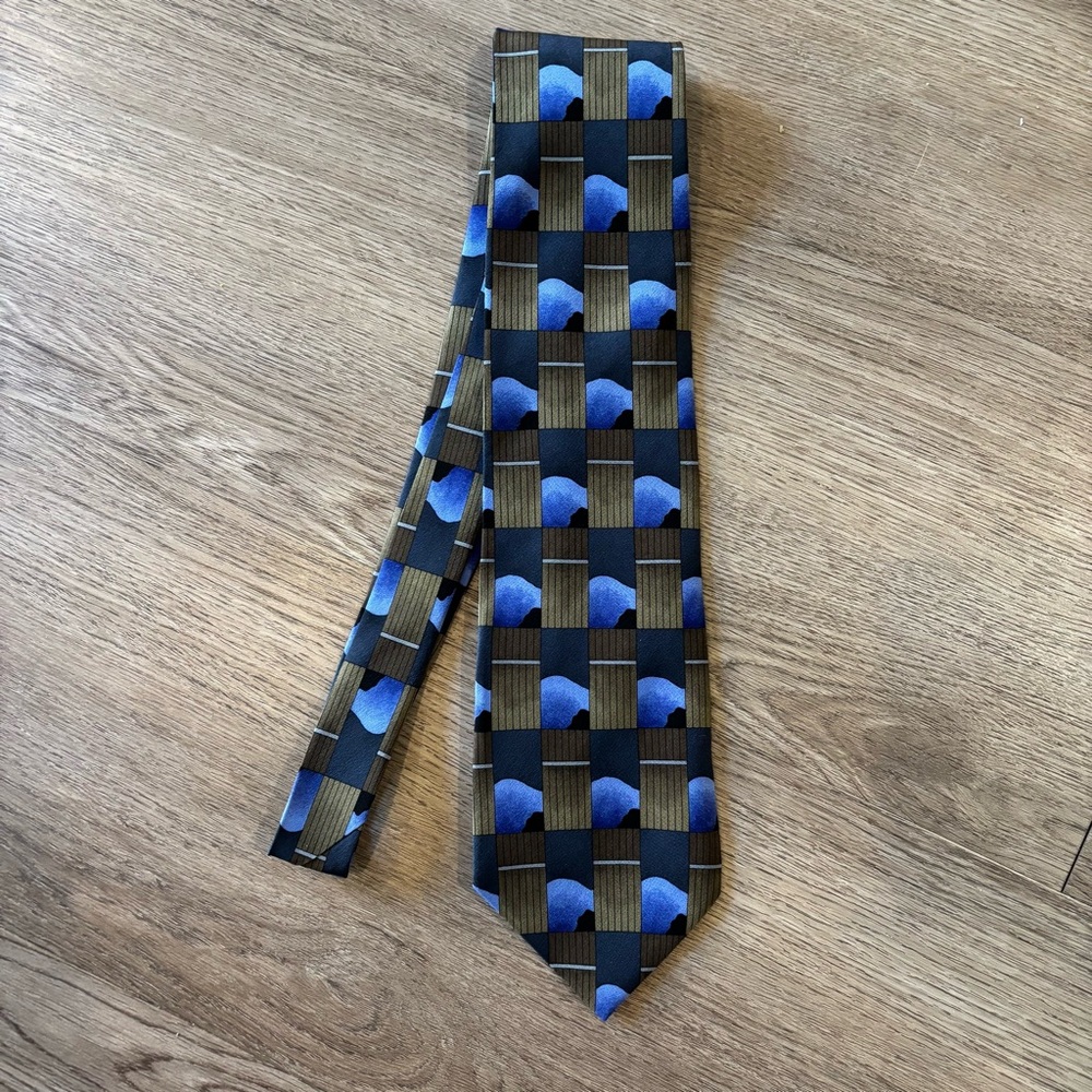 Grateful Dead Dancing Bear Blue and Brown Silk Neck Tie